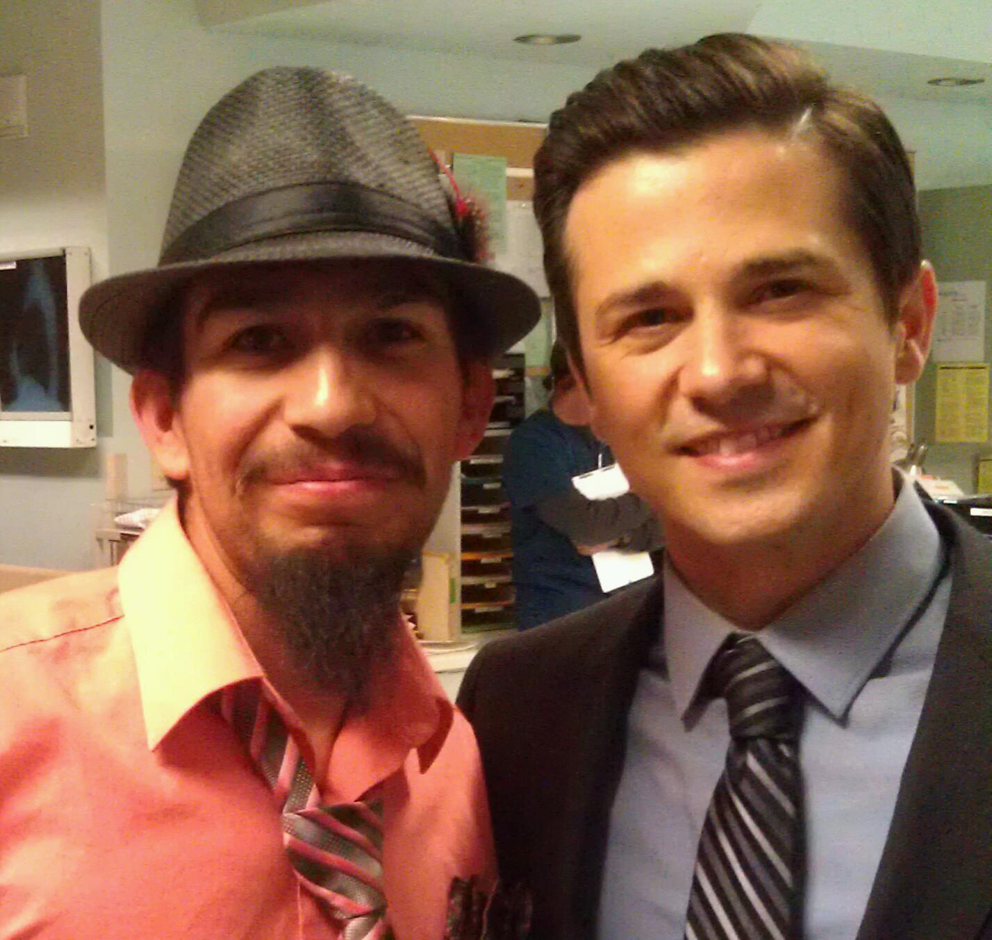 On set of The Night Shift with Freddy Rodriguez