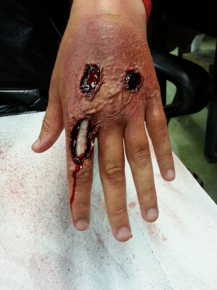 Zombie hand in Alive and Unburied Makeup by Steve Kwiatkowski.
