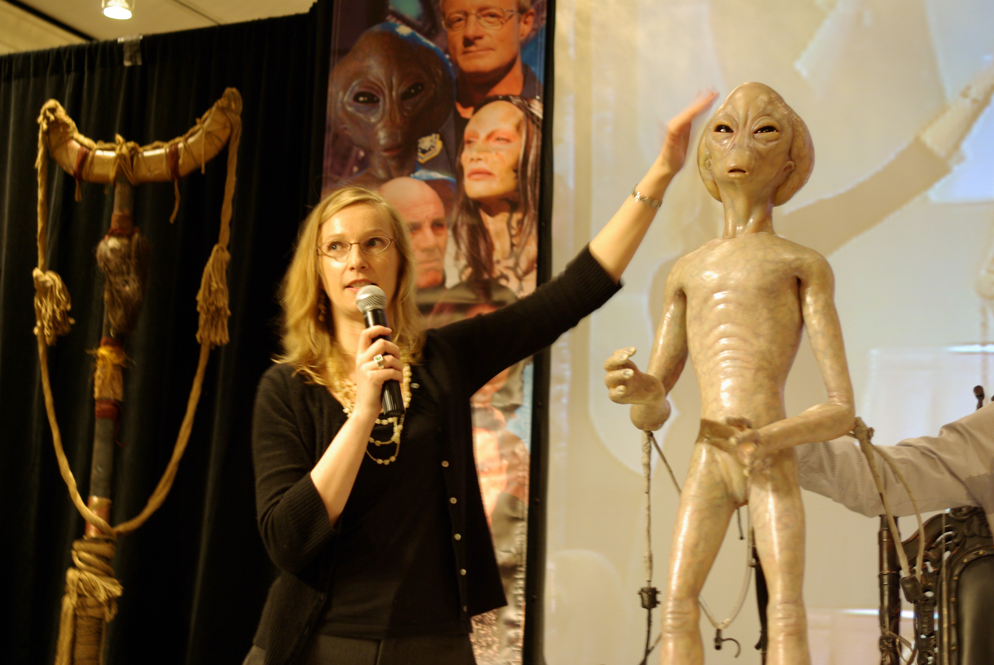 at the Stargate convention giving a talk about puppeteering the character THOR.