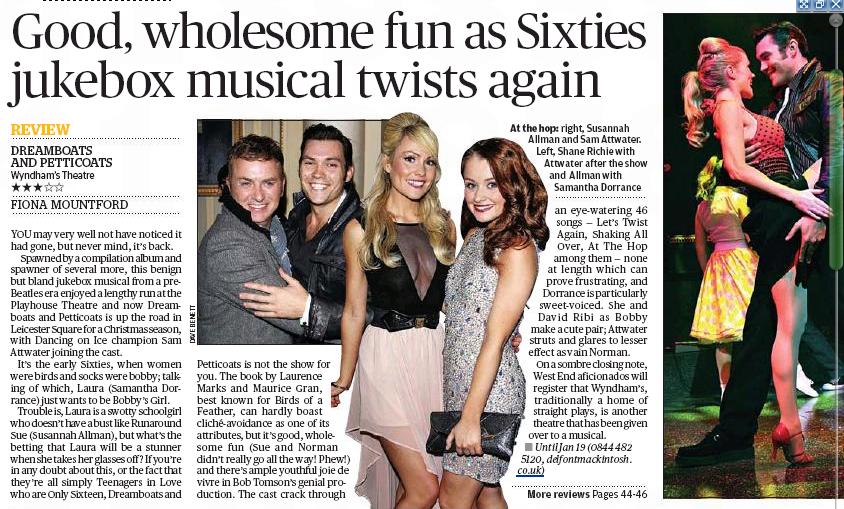 Review in the Evening Standard from opening night at The Wyndhams Theatre, London 2012