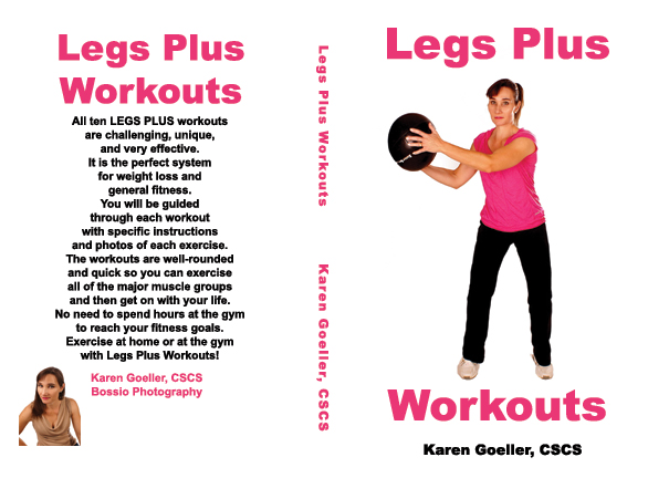 Karen Goeller on her book cover... Legs Plus Workouts