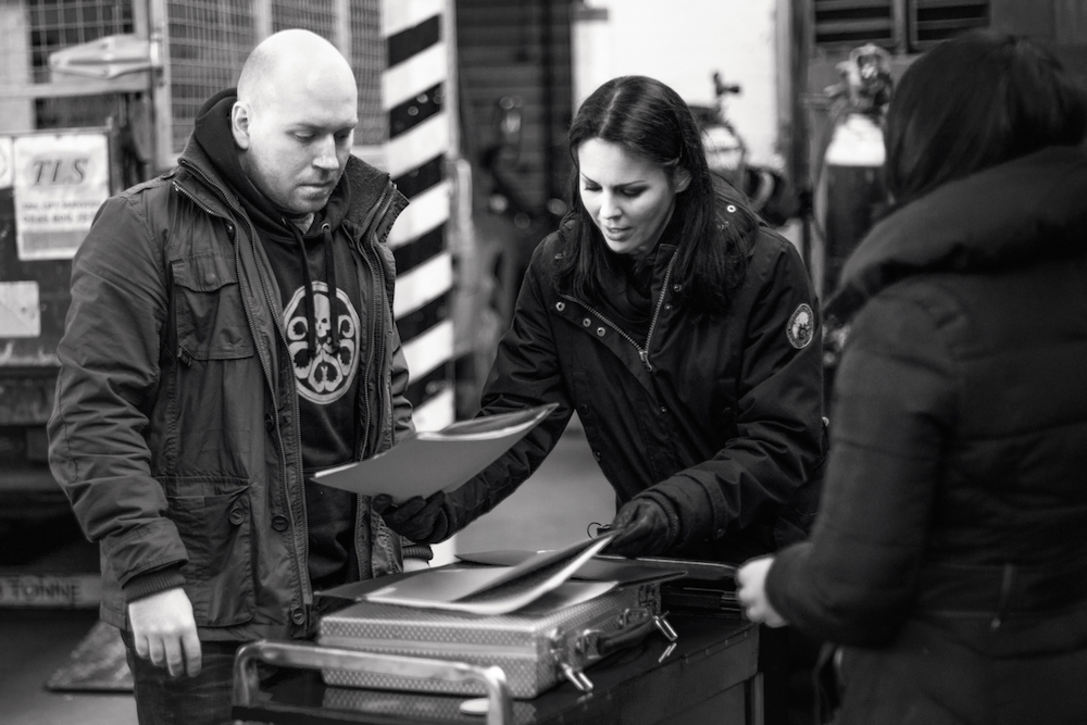 Emma Dark taking actors Chris Hampshire and Sharon O'Brien-Lumley through their scene on the set of Seize the Night.