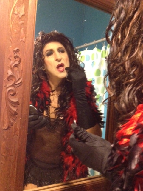 Claudio Laniado as Lady Claudia in a private moment preparing for the movie shoot of 79 Parts by Ari Taub