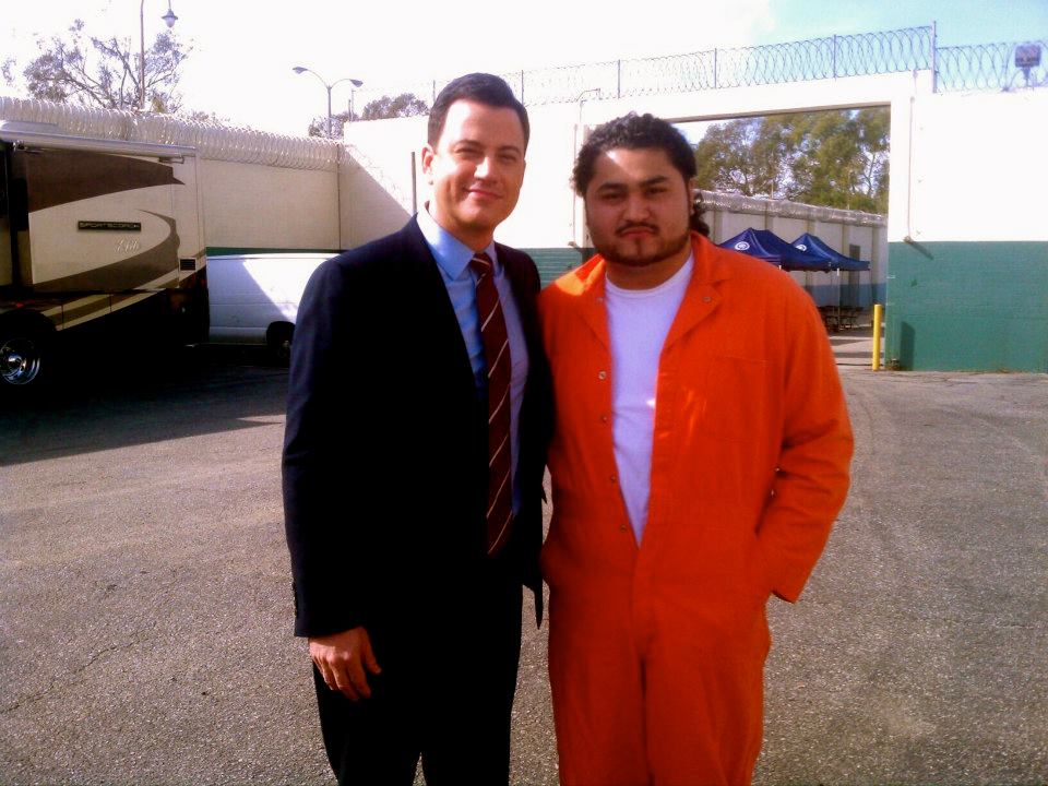 on set with Jimmy Kimmel