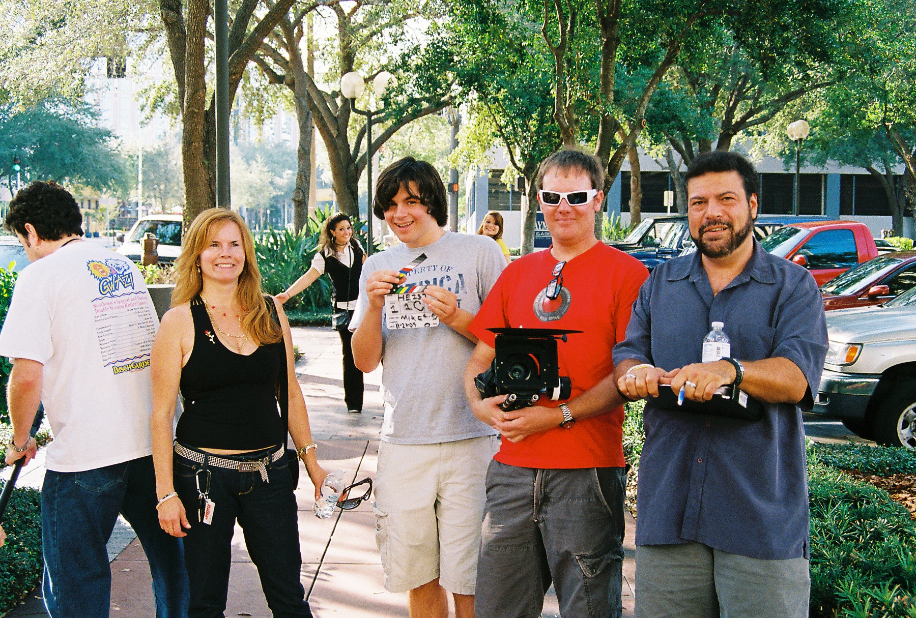 On set of film Heist with Evan Carnevali, Gustavo Carnevali, Mike Lopes and Chelsi Archembeau St. Petersburg, Florida