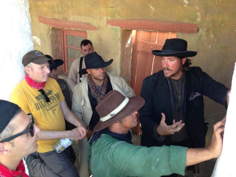 Co-Director Tanner Beard explains a scene with Producer Danny Garcia and Director of Photography, Olivier Merckx.