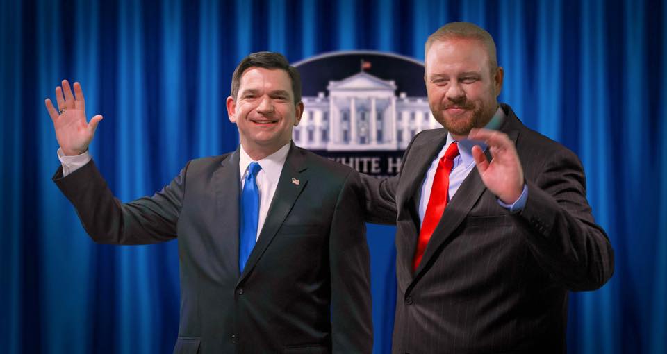 Nick Nicholson as the President and Danny Minton as the Soviet Premier in The End of April.