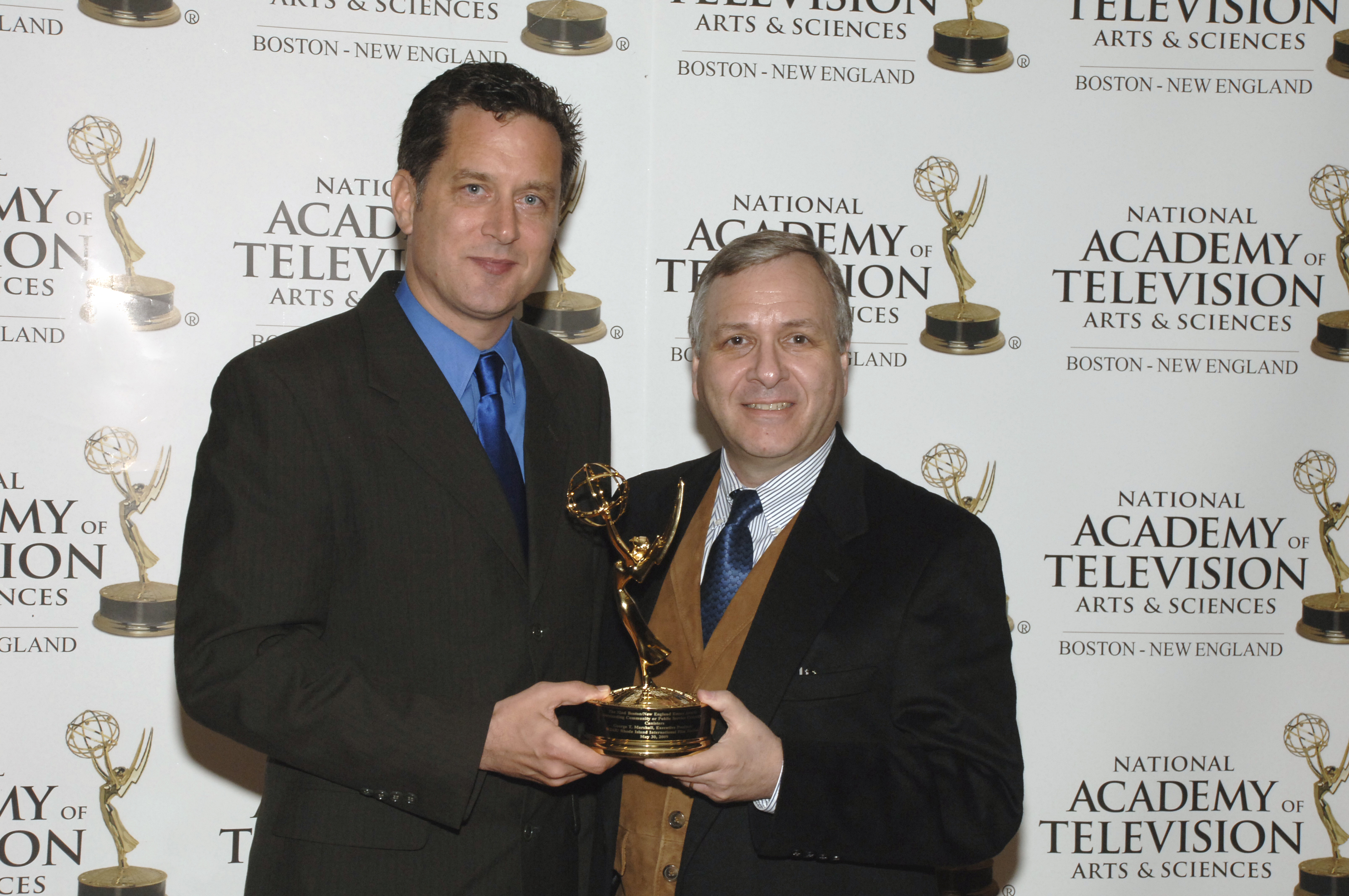 writer Duncan Putney with producer George Marshall (FLICKERS) accepting their Emmy Award for 