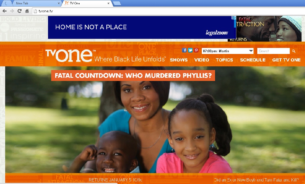 Aja Wooldridge on the front page of TV One's Website. This was for their Fatal Attraction television show