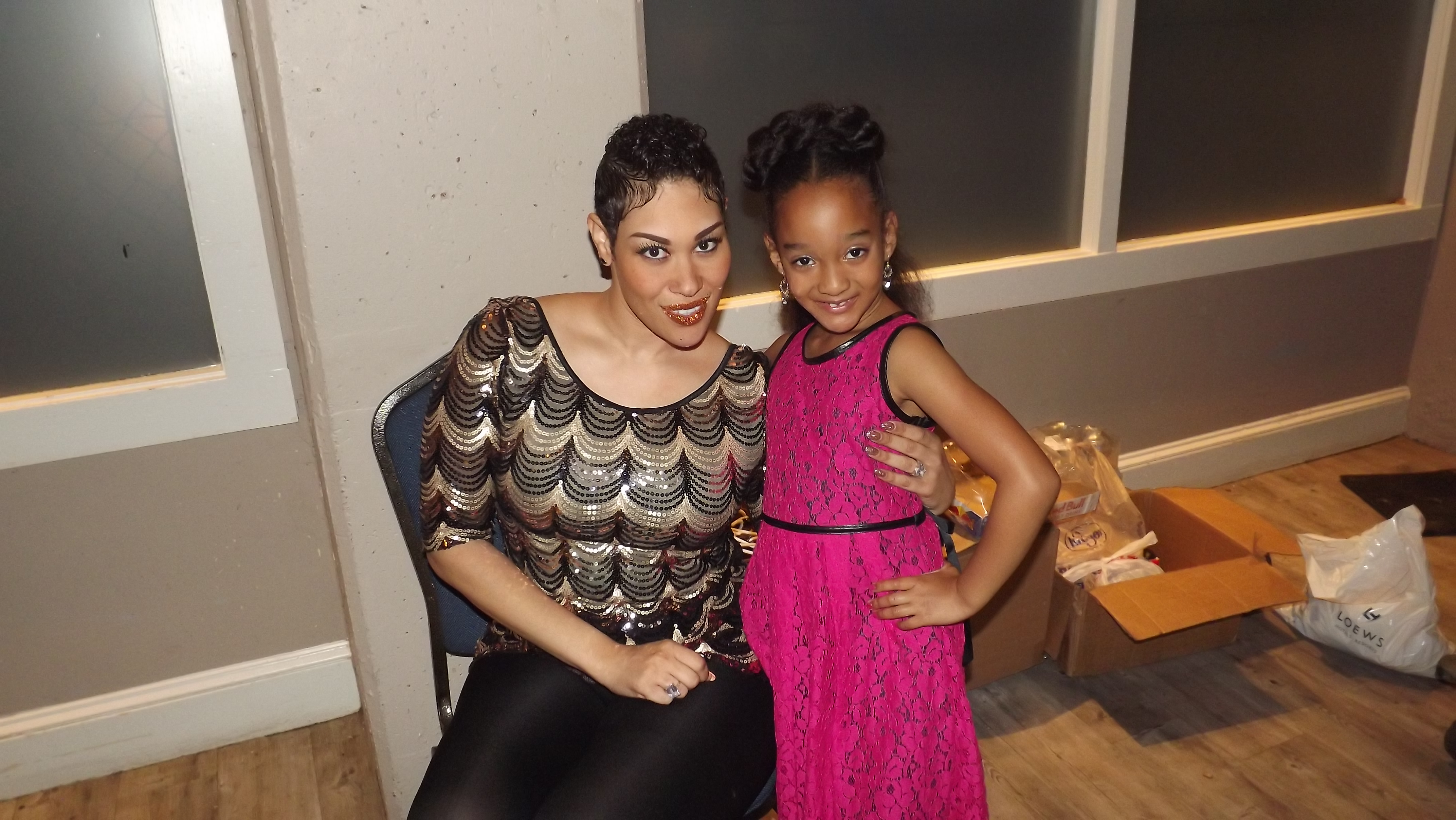 Aja and KeKe Wyatt backstage at the C4AC celebrity fashion show Nov 2013