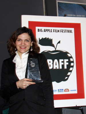 Flo Ankah winning Best Experimental Film at the 5th Big Apple Film Festival (Tribeca Cinemas, New York City)