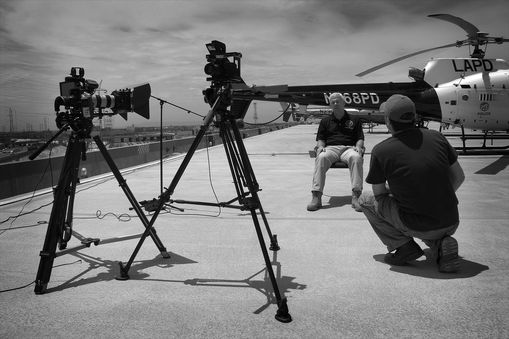 Shooting an interview at LAPD.