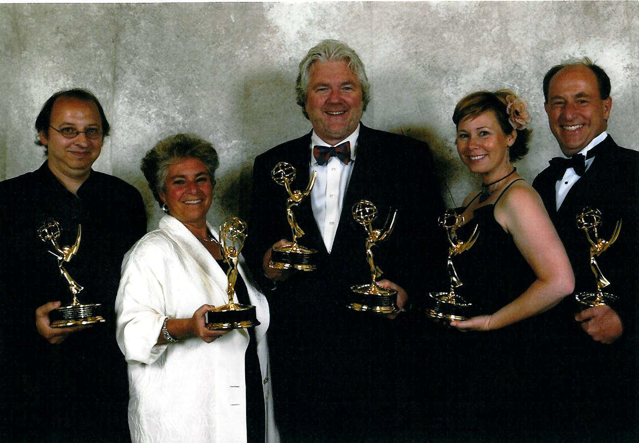 The Big Green Rabbit team with their Emmys, July 18, 2009 - Stephen Donnelly, AJ Grant, Shane DeRolf, Tiffany Q. Tyson, John W. Burshtan.
