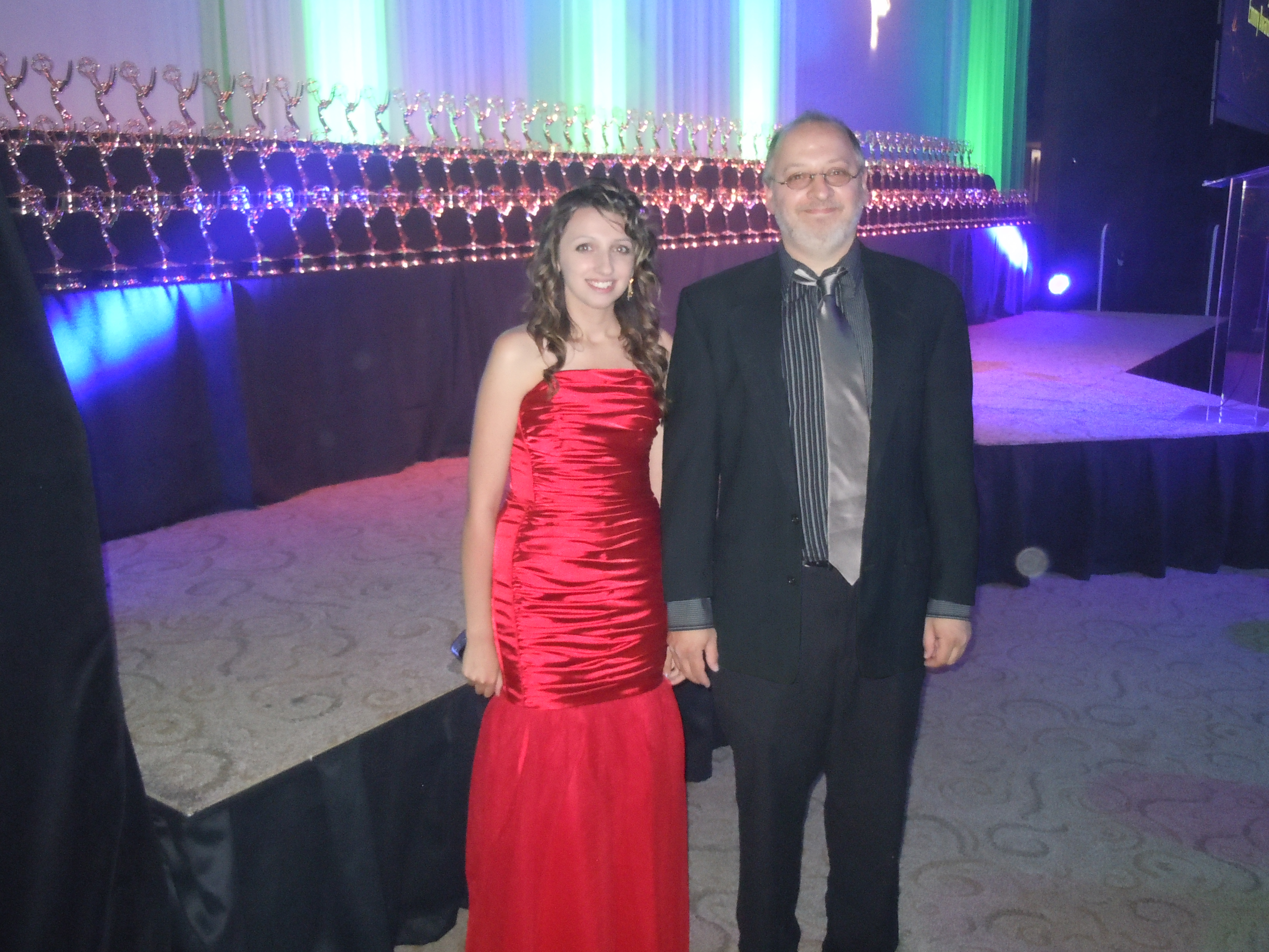 Stephen Donnelly with his daughter Emily, before receiving his Emmy for The Stage - Colorado, July 21, 2012.