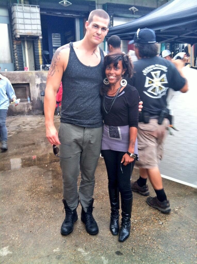 Greg Finley and Starlette Miariaunii on set of Star Crossed.