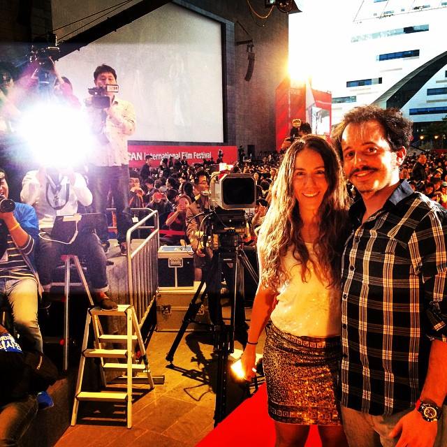 Isaac Ezban and his producer and wife Miriam Mercado at the Asian premiere of THE INCIDENT at Busan International Film Festival (South Korea), 2014