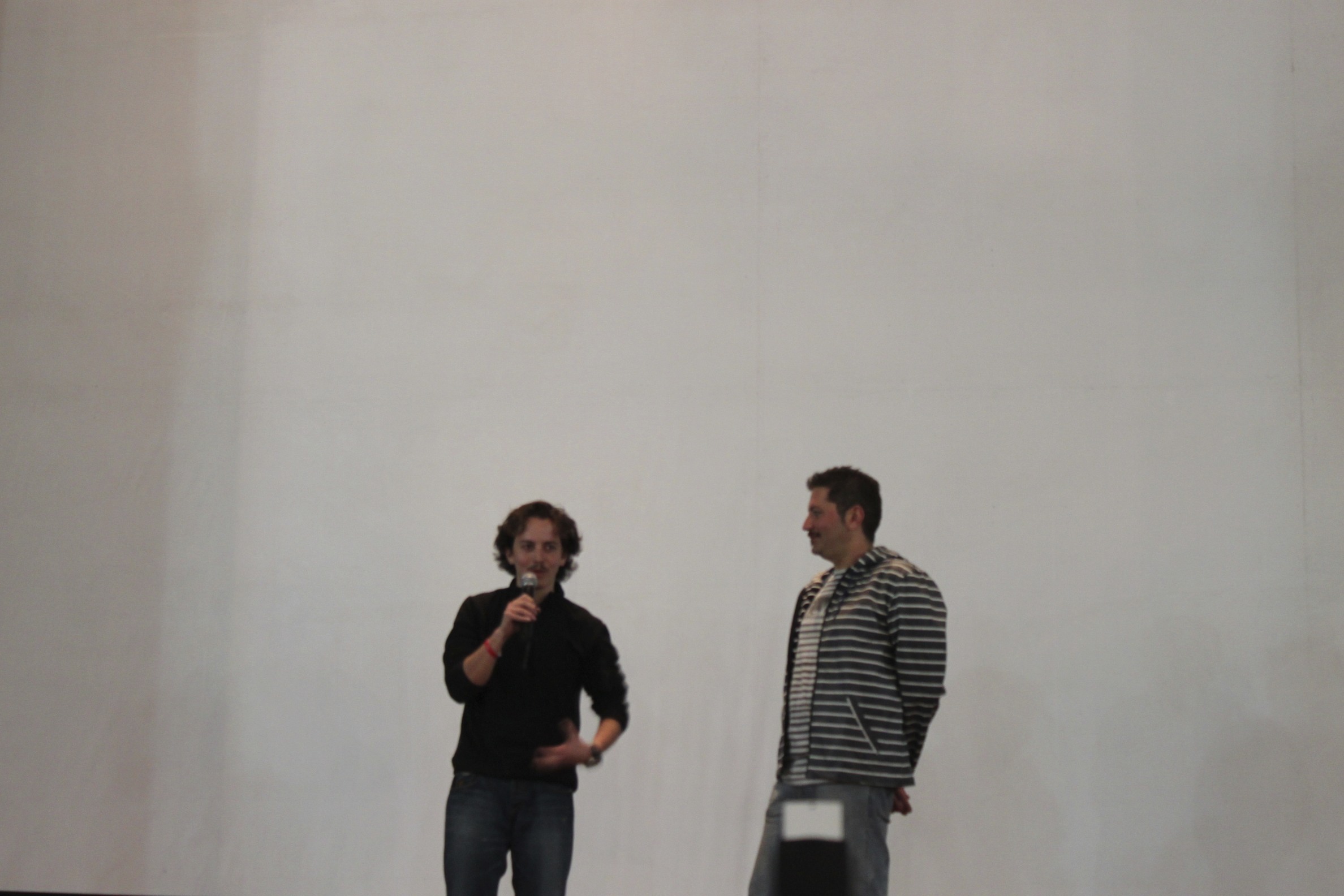 Isaac Ezban presenting his middle length film COSAS FEAS at Morbido Film Fest, 2010