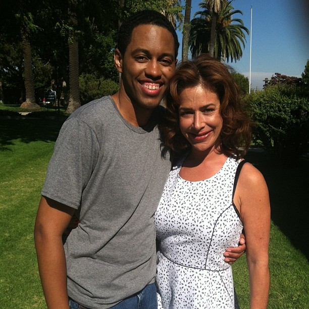 Jesse Mitchell and Claudia Wells on the set of 