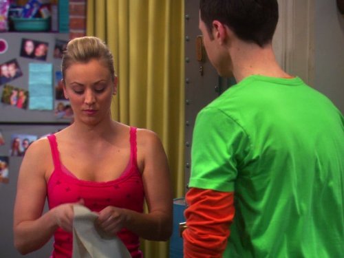 Still of Kaley Cuoco and Jim Parsons in Didziojo sprogimo teorija (2007)