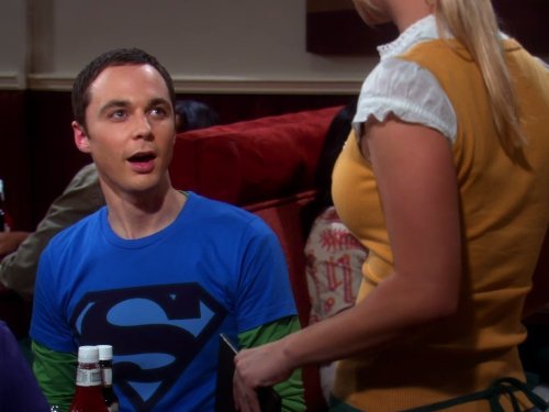 Still of Kaley Cuoco and Jim Parsons in Didziojo sprogimo teorija (2007)