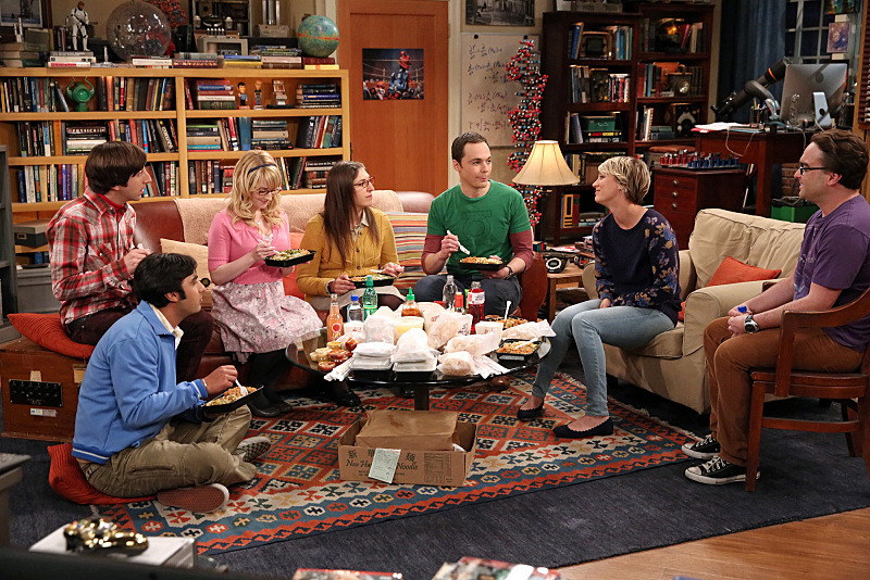 Still of Mayim Bialik, Kaley Cuoco, Johnny Galecki, Simon Helberg, Jim Parsons, Melissa Rauch and Kunal Nayyar in Didziojo sprogimo teorija (2007)