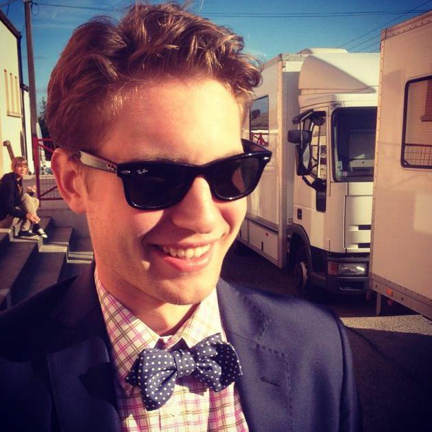 Matthew Luret on the set of The Family