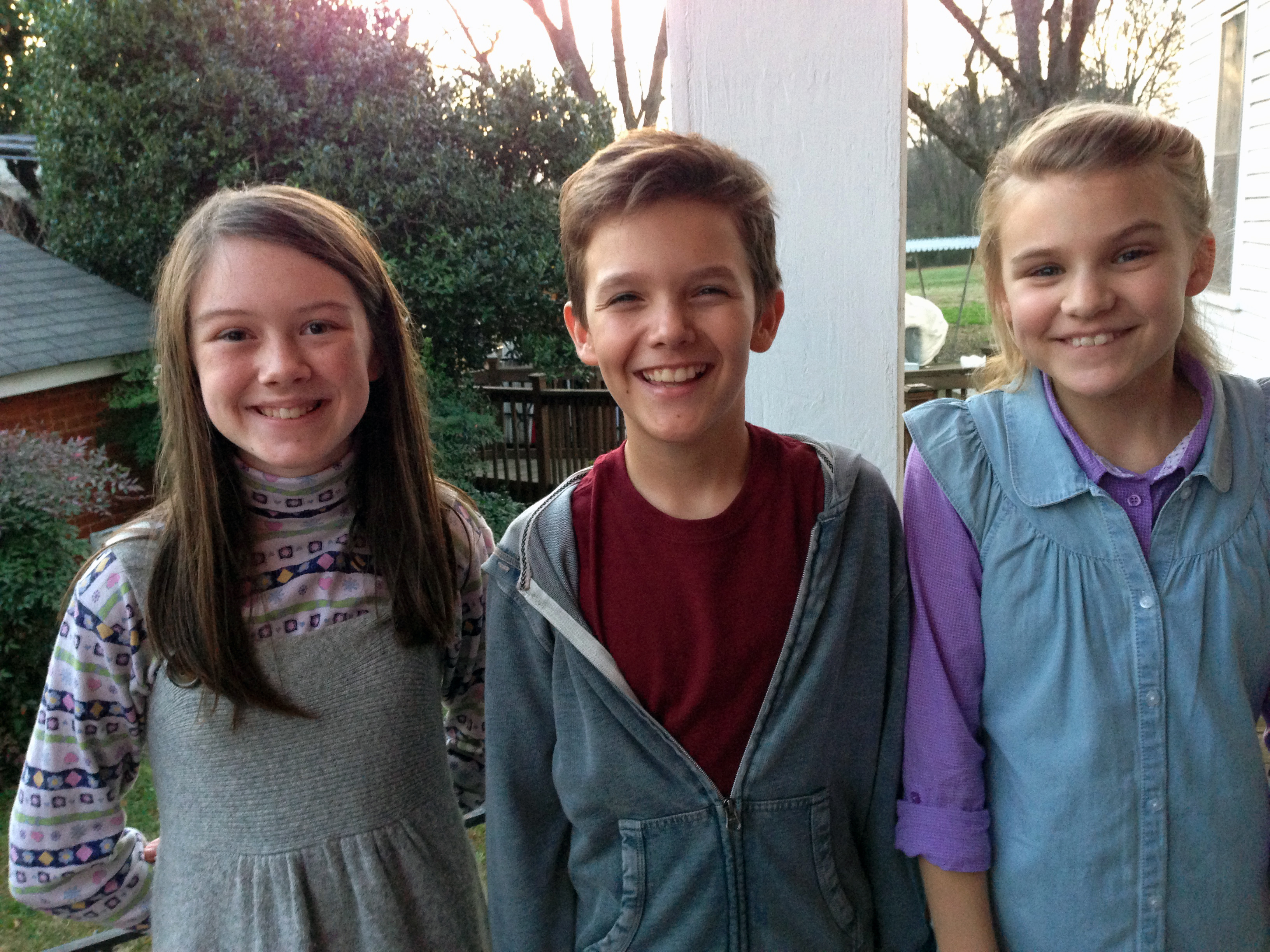 Maddie Compton, Noah Urrea and Caroline Kennedy on the set of Tyler Perry's A Madea Christmas.