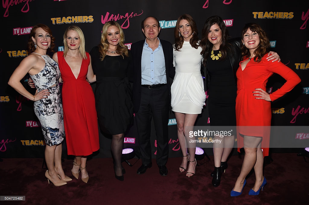 The Katydids with Viacom CEO and President, Philippe Dauman, at the Teachers/Younger Premiere Party.