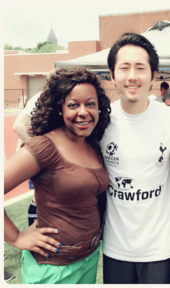 Steven Yeun (The Walking Dead) and I during the Soccer in the Streets Tournament at Grady Stadium