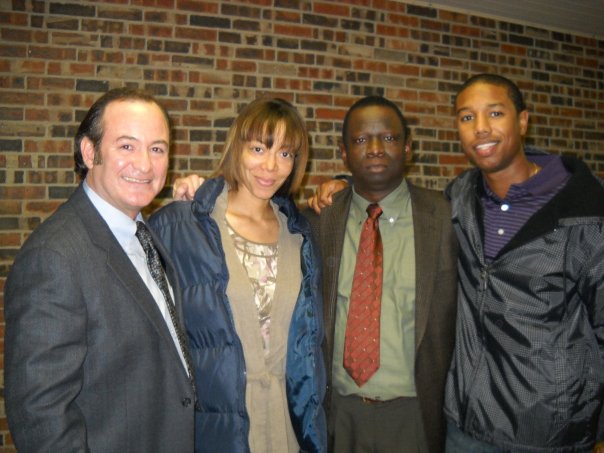 David Born, Angela Rawna,Troy Hogan & Michael B. Jordon, on the set of Friday Night Lights.