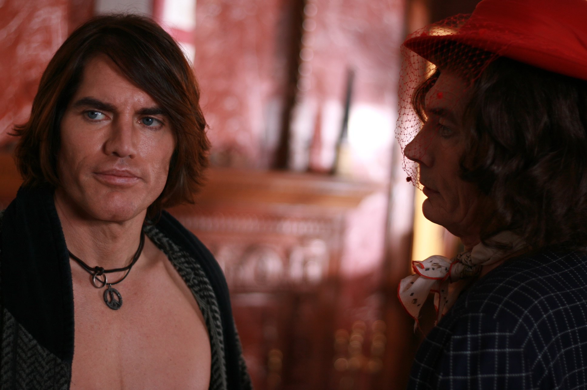 Paul Sampson and Billy Drago on the set of 