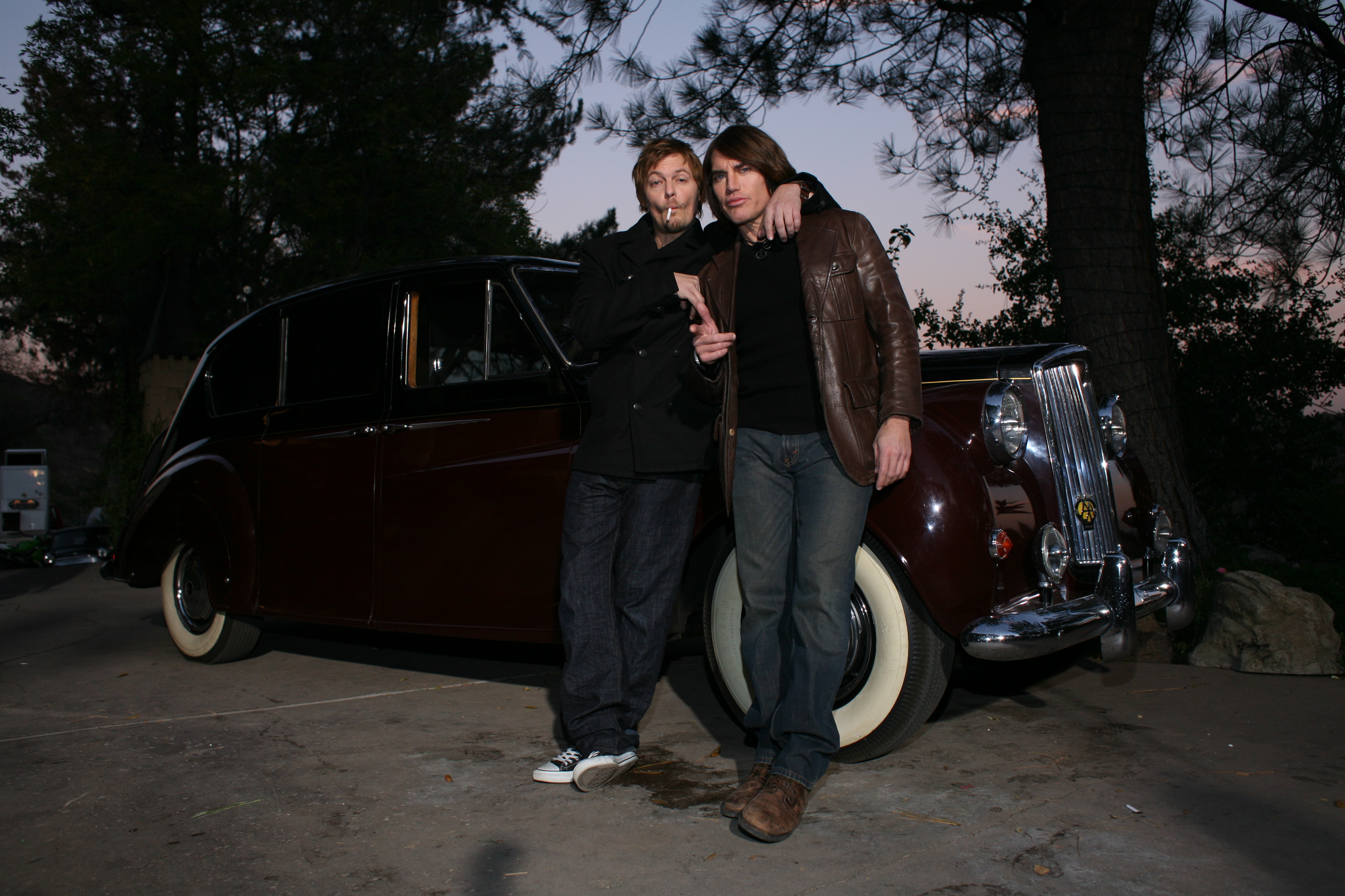 Norman Reedus and Paul Sampson relax on the set of 