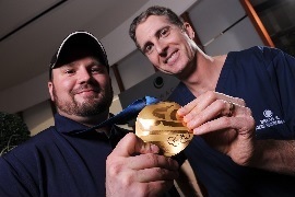 Dr. Brian Boxer Wachler and Steven Holcomb with Olympic Gold