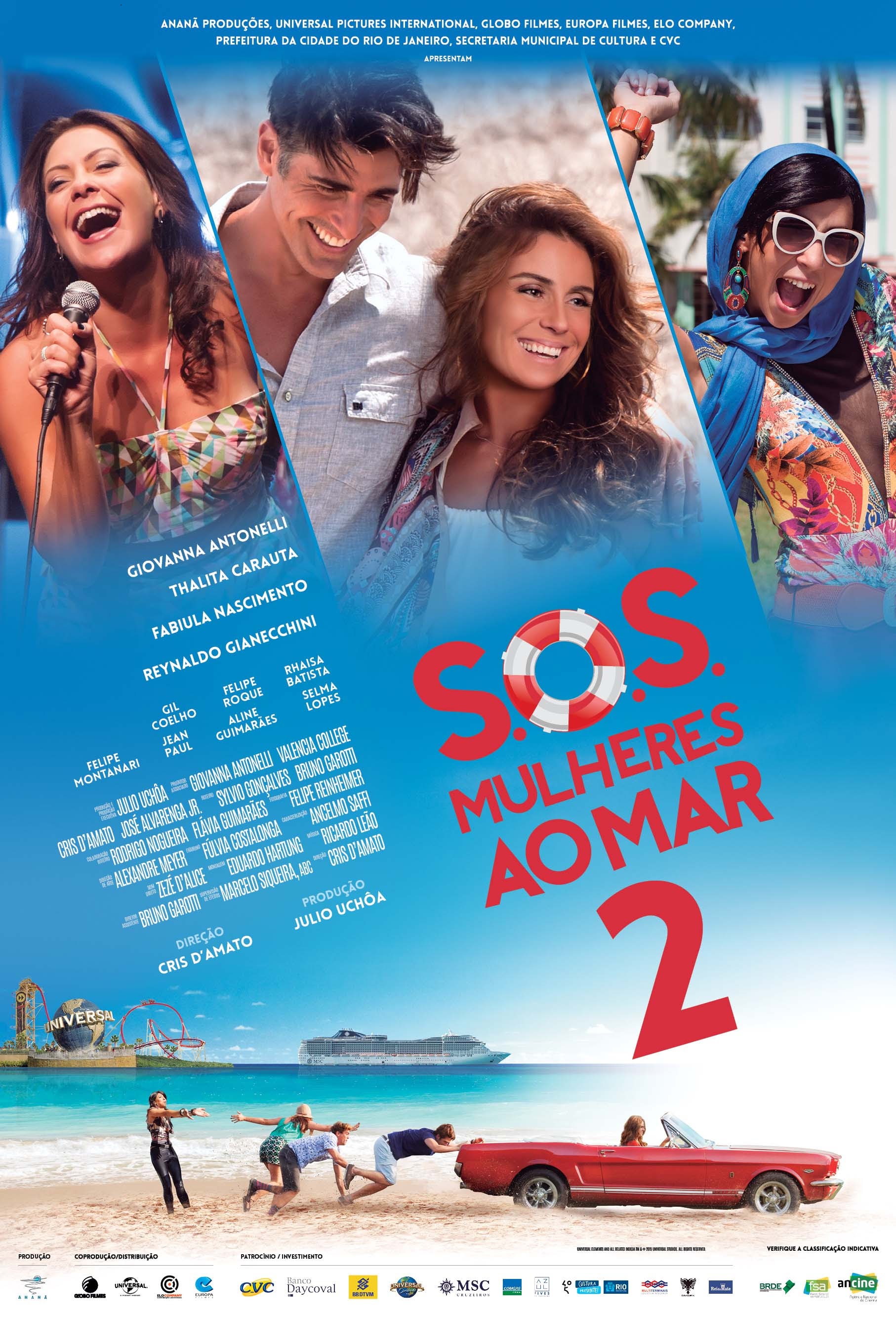 Theresa Amayo, Giovanna Antonelli, Reynaldo Gianecchini, Sergio Múñiz, Emanuelle Araújo, Thalita Carauta, Fabiula Nascimento, Rodrigo Ferrarini, Marcello Airoldi and Carmine Signorelli in S.O.S.: Mulheres ao Mar 2 (2015)