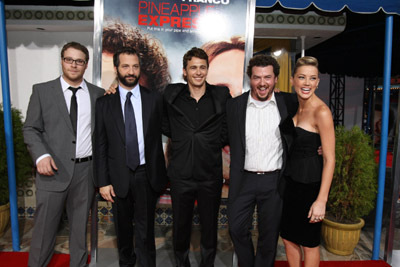 Judd Apatow, James Franco, Seth Rogen, Danny McBride and Amber Heard at event of Mari Huanos ekspresas (2008)