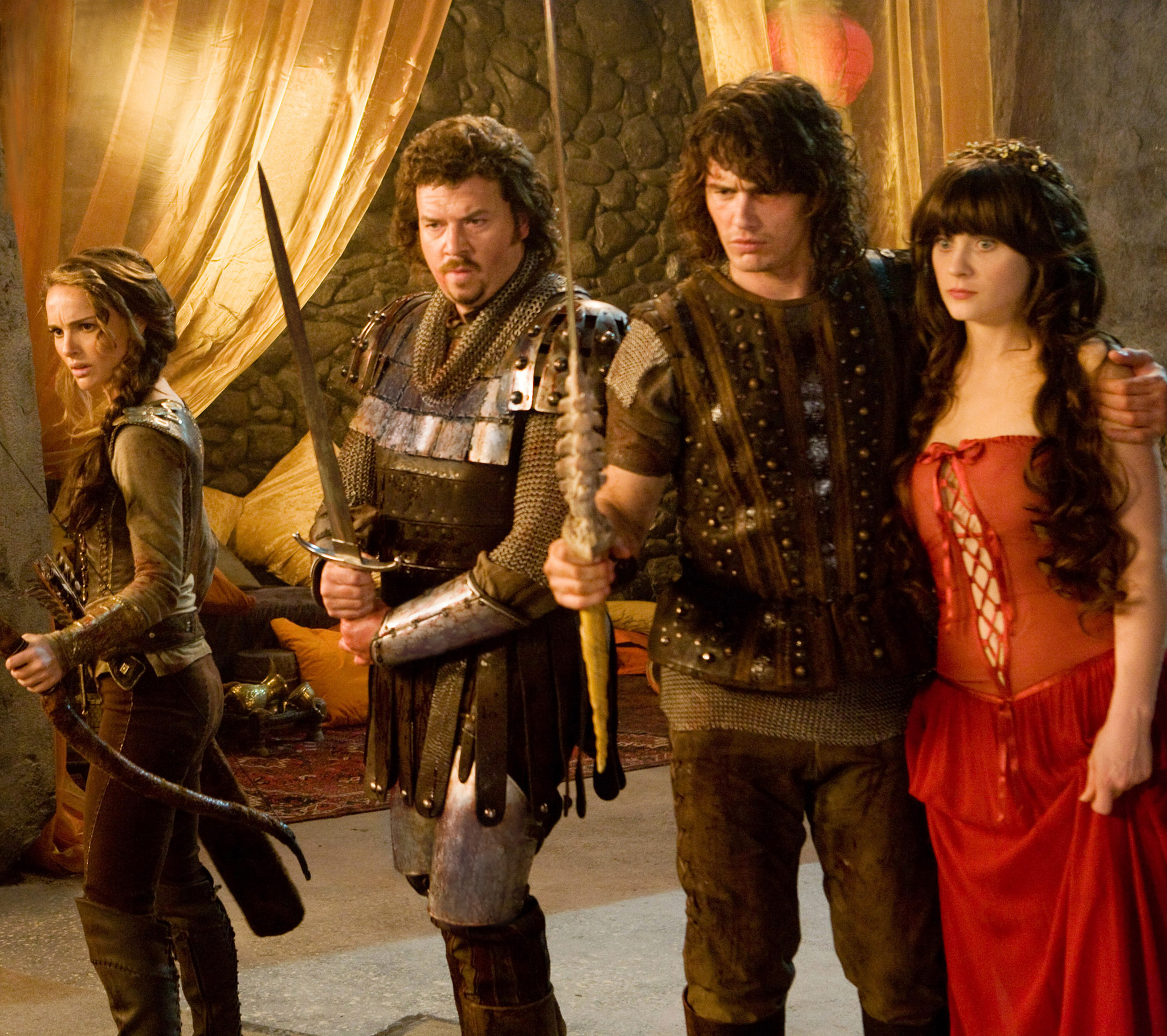 Still of Natalie Portman, Zooey Deschanel, James Franco and Danny McBride in Jusu nesvankybe (2011)