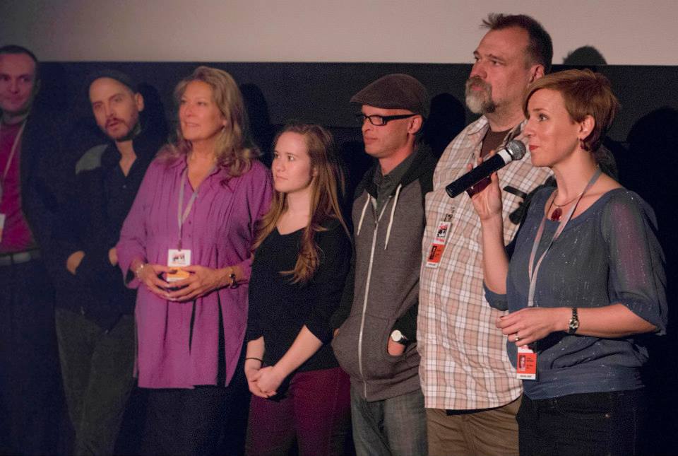 Grace McPhillips answering questions at the 50th Anniversary Chicago International Film Festival L to R Corbett Lunsford, Michael Caskey, Nancy Sellers, Elizabeth Theiss, Christian Hins, Josef Steiff
