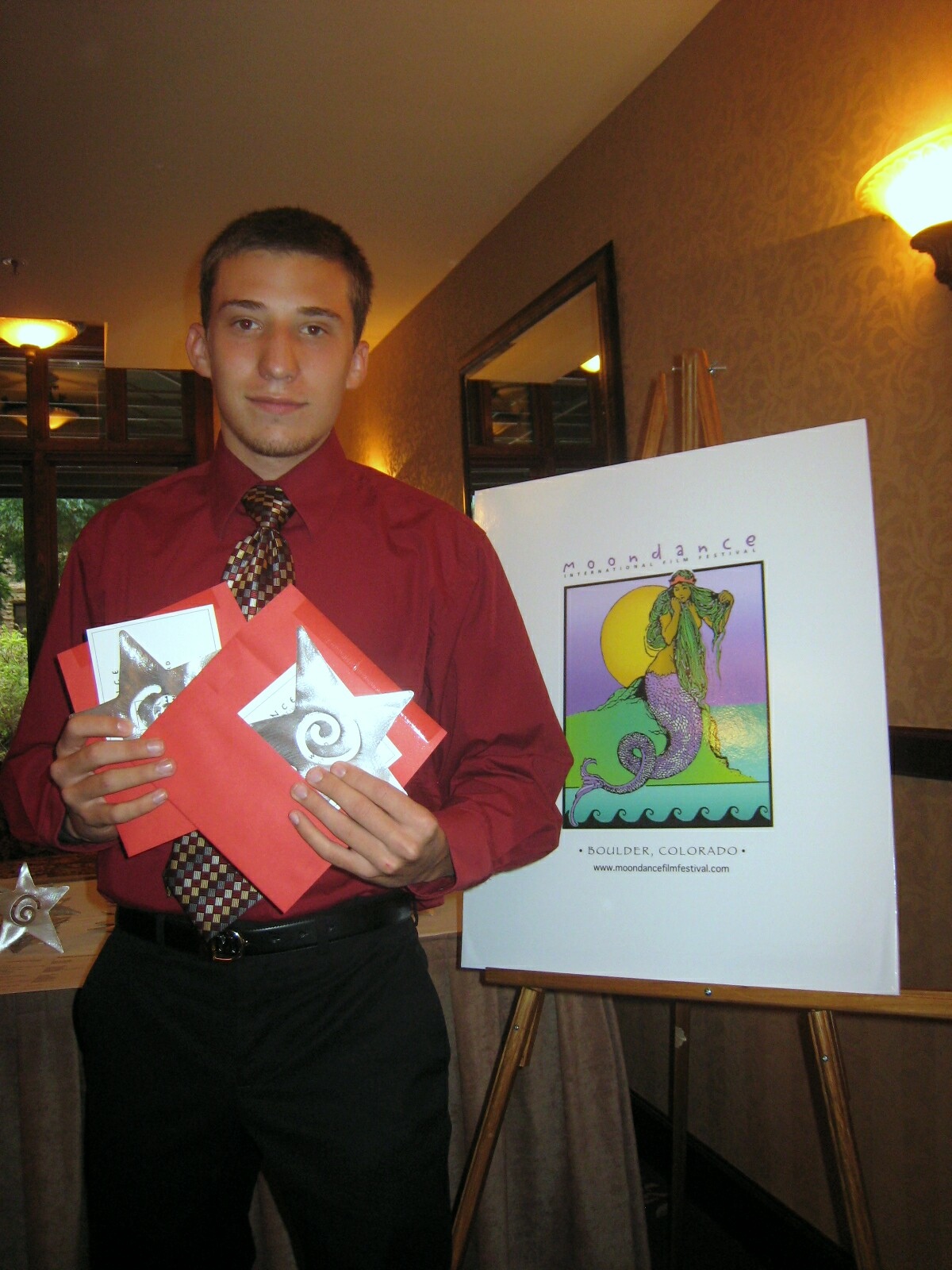 Mathew Grodsky winning for Best TV Pilot and Best TV Pilot script at the Moondance International Film Festival