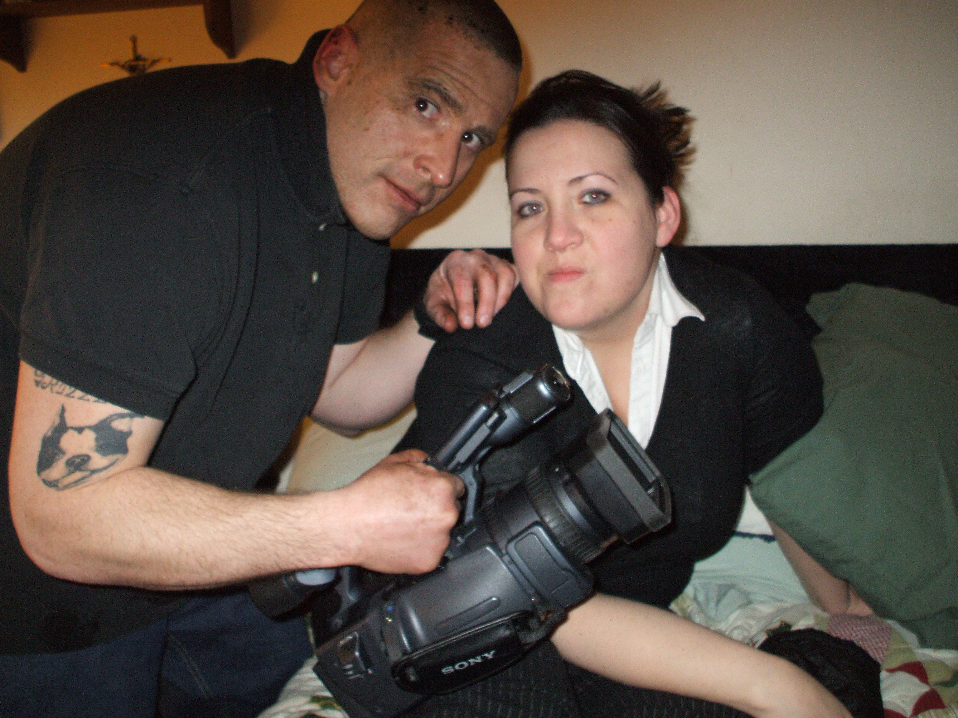 Stephen Cook and Heather Cook during the filming of Aim Point Shoot (2013)