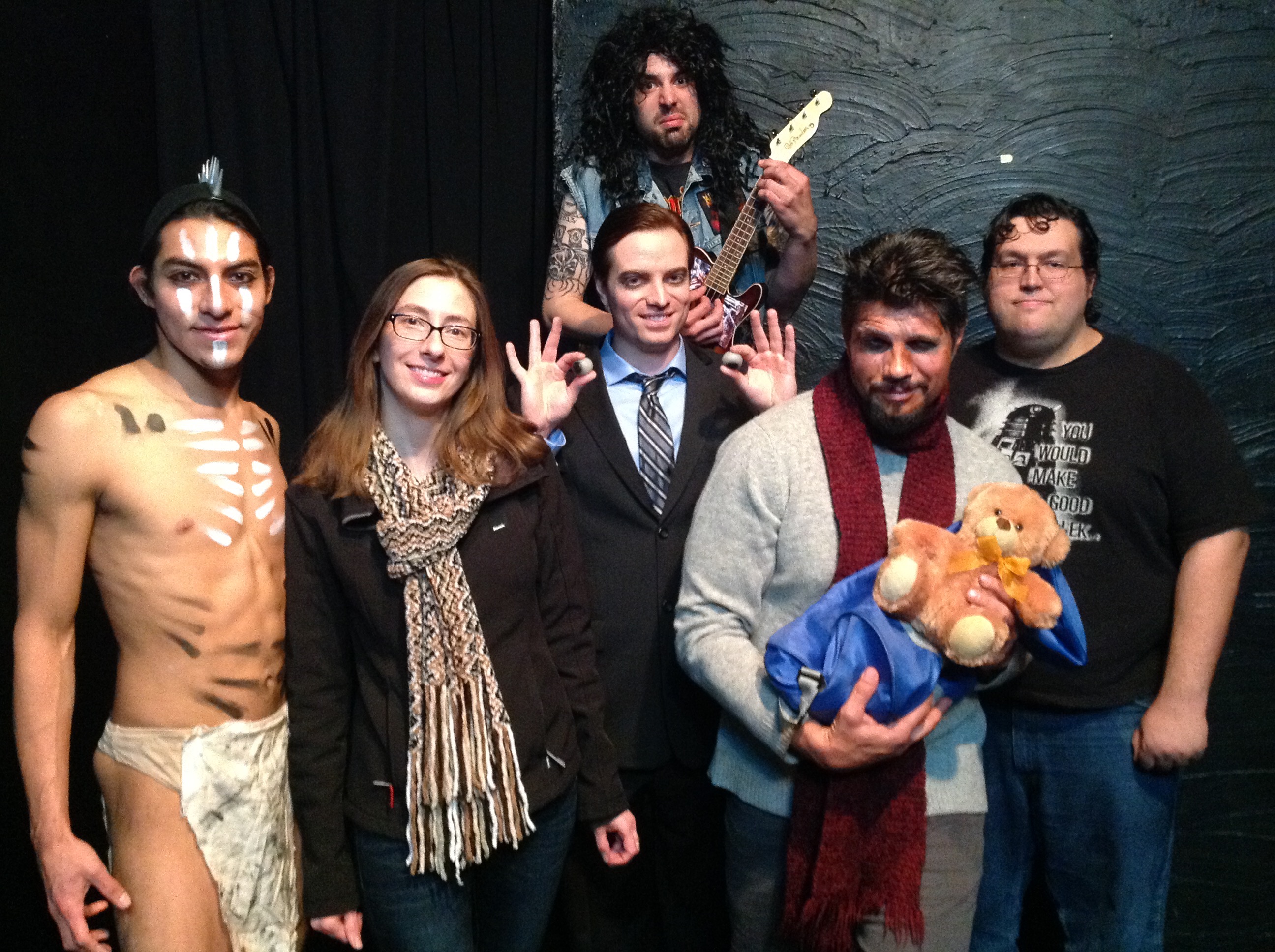 With my cast members, director, and writer for Zombie Joe's 50 Hour Drive-By Theatre Festival. Left to right: Daniel Palma, Jana Wimer, Matthan Harris, Kevin Van Cott, Magnus MacDomhnaill, Steven Alloway (1/25/2016).