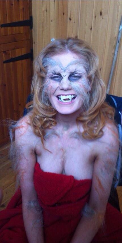 Having make up done for She-Wolf of the Woods