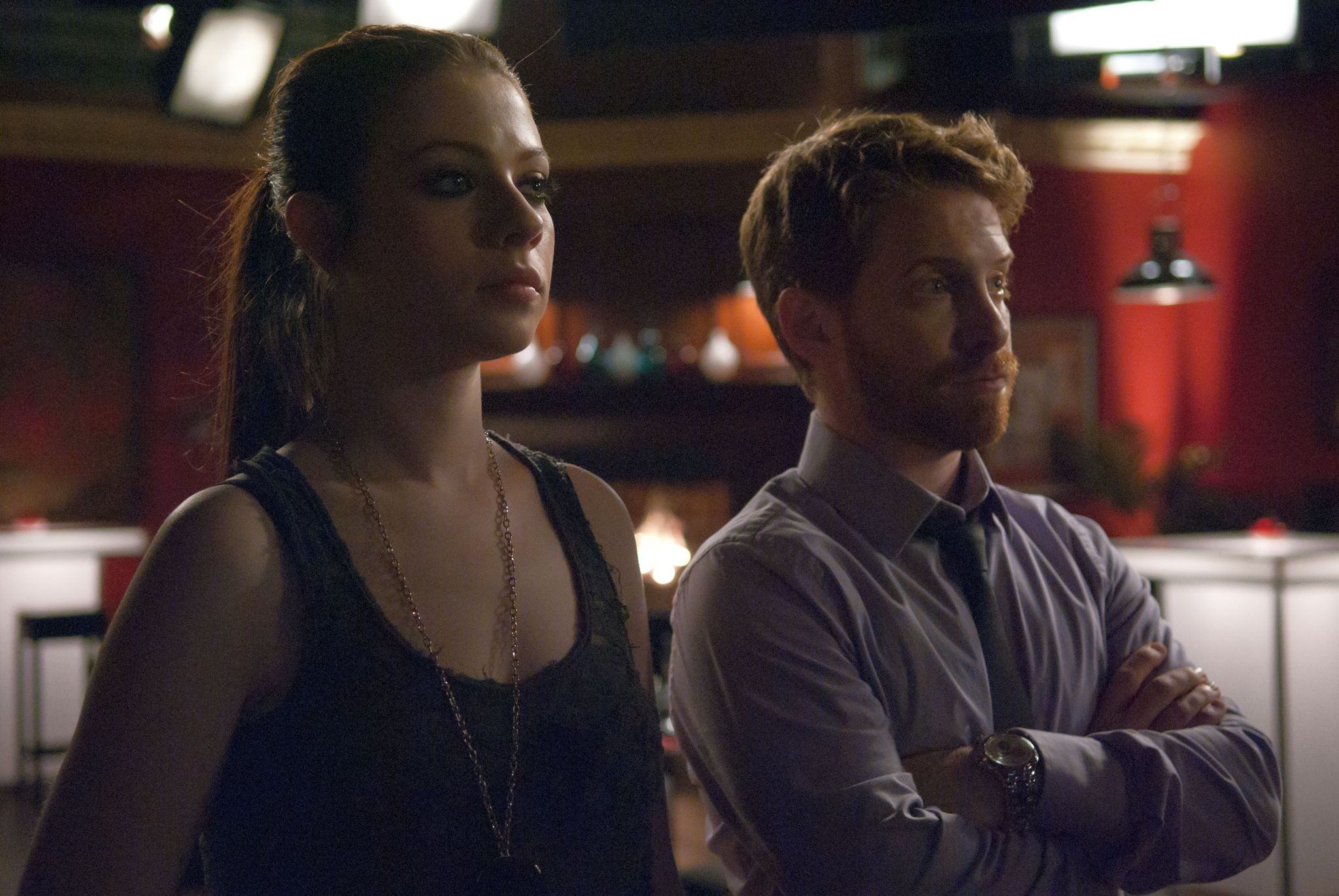 Still of Seth Green and Michelle Trachtenberg in Sexy Evil Genius (2013)