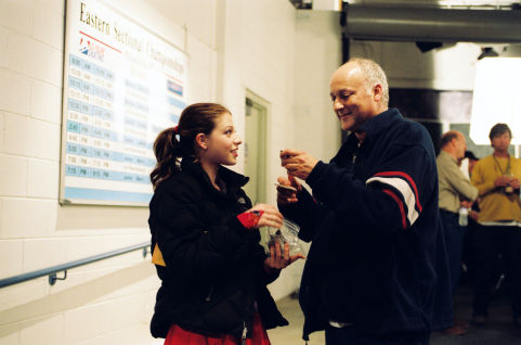 Behind-the-scenes L-R: Michelle Trachtenberg, Director Tim Fywell.