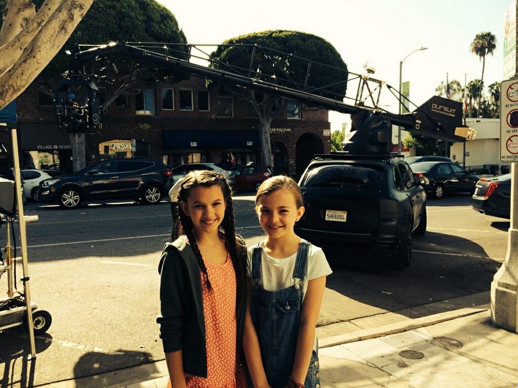 Chiara Aurelia & Chloe East as sister's on set May, 2014