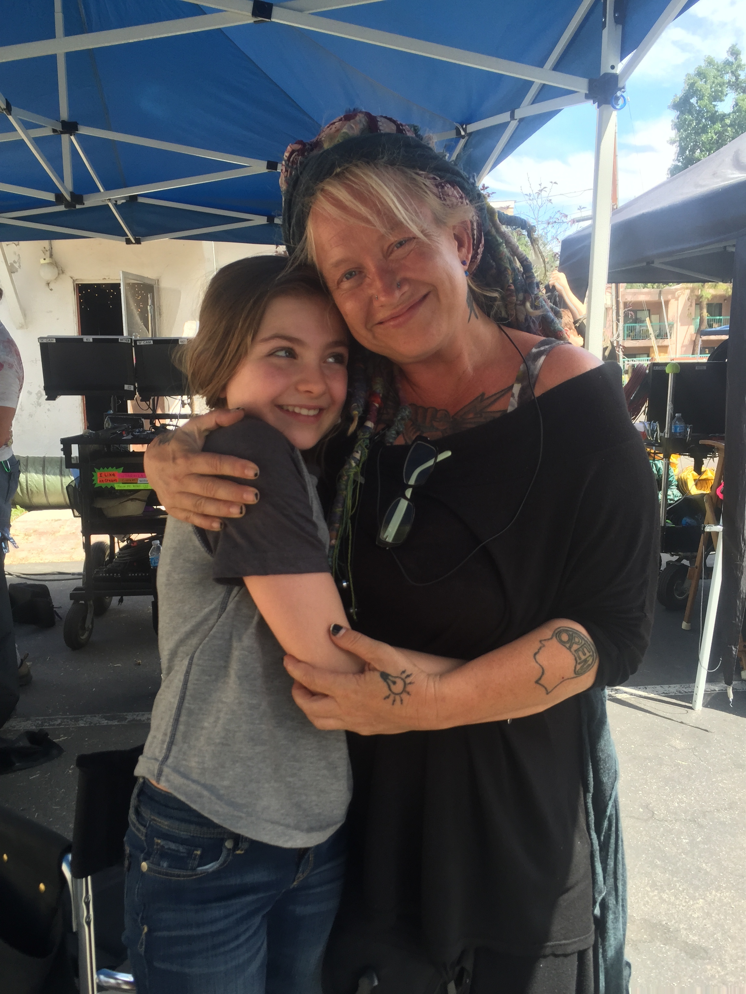 Chiara Aurelia with Director Jennifer Lynch filming Recovery Road, 2015