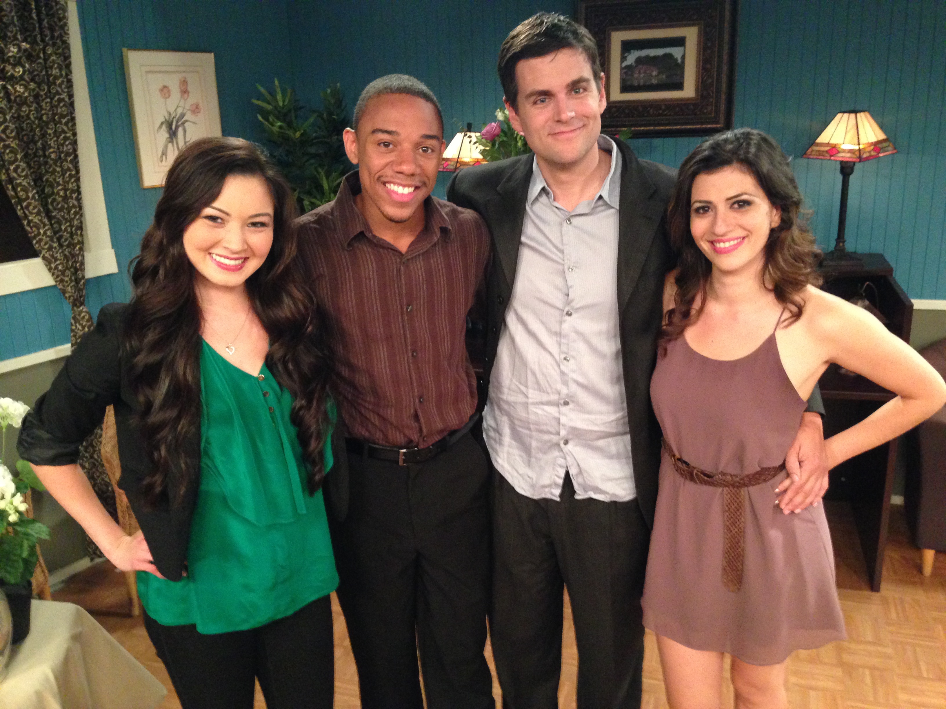 Ashley Parks, Xavier J. Watson, Rich Finley, and Jenna Rougeau on set of Entitled