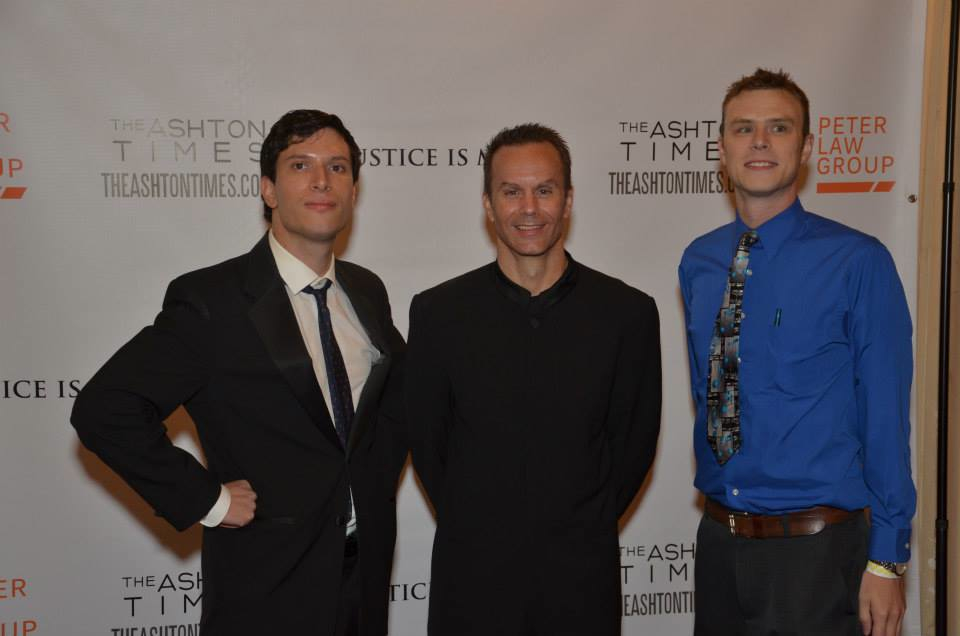Actor Ken Holmes (Christopher Thomas), Writer/Director Mark Lund, and actor Tom Pomfret (Richard Fanning) on the red carpet for the World Premier of 