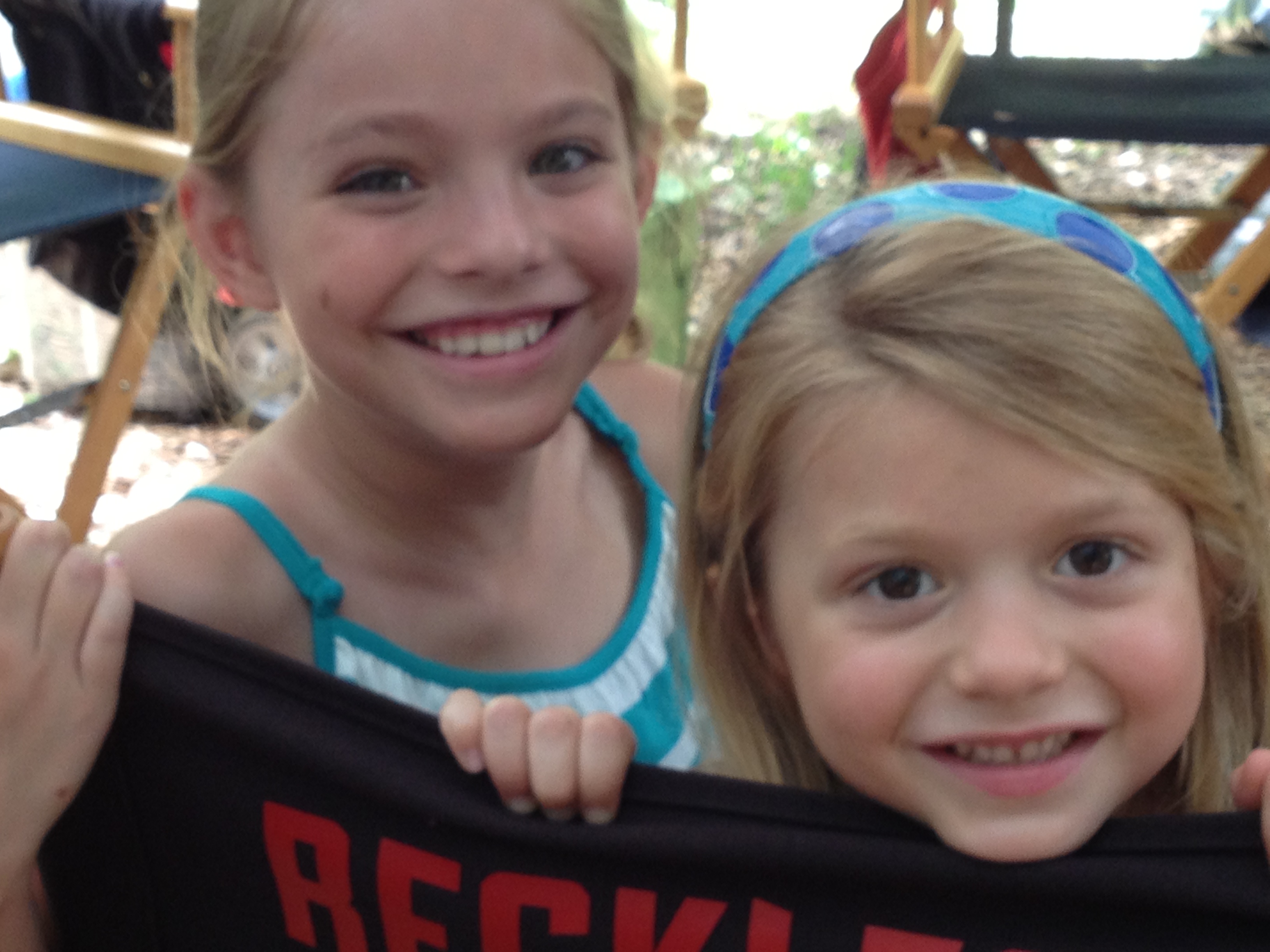 Chloe Perrin and Isabel Myers on the set of CBS TV series Reckless.