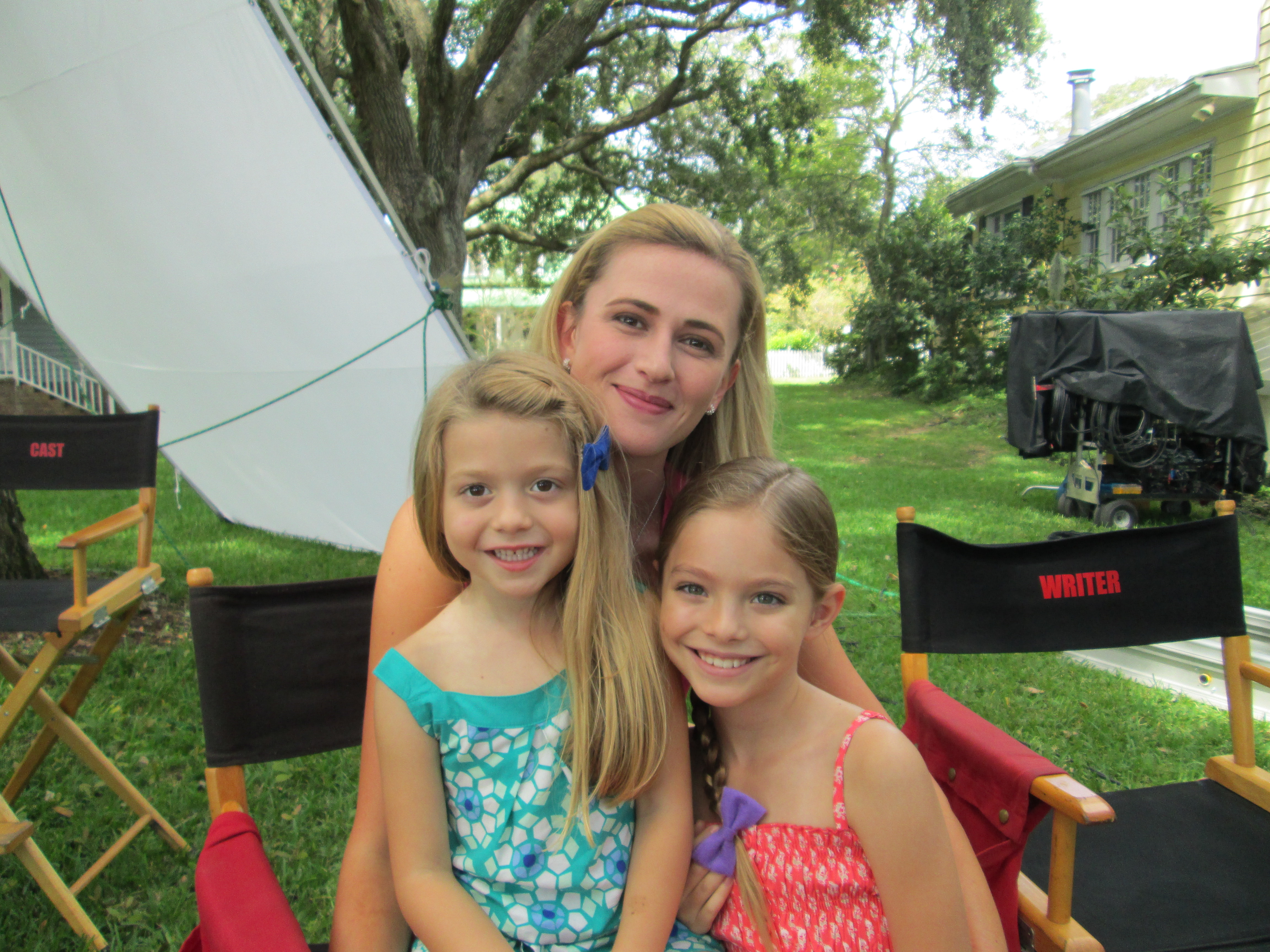Chloe Perrin, Isabel Myers and Megan Ketch on the set of Reckless.