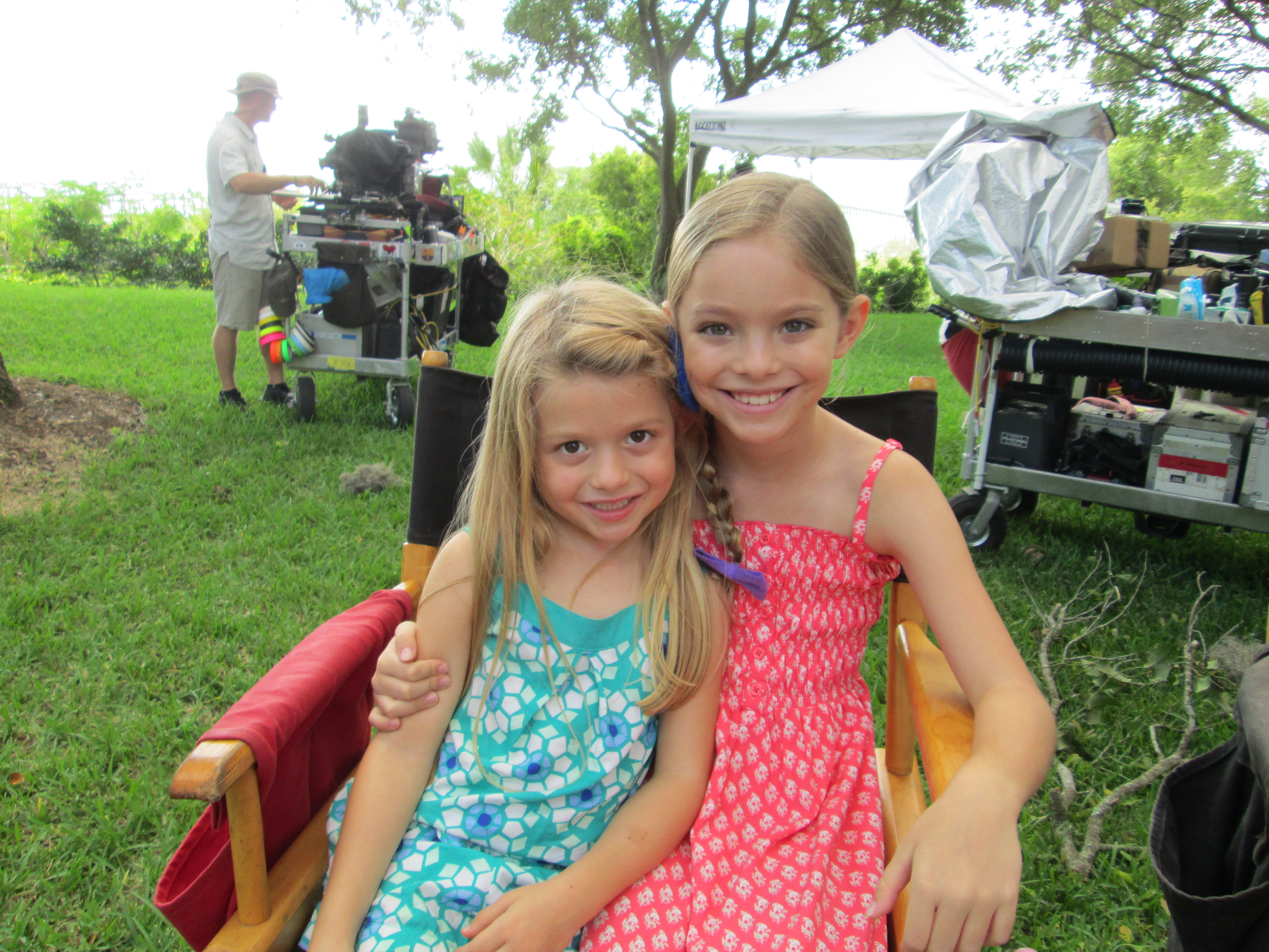 Chloe Perrin and Isabel Myers on the set of Reckless.